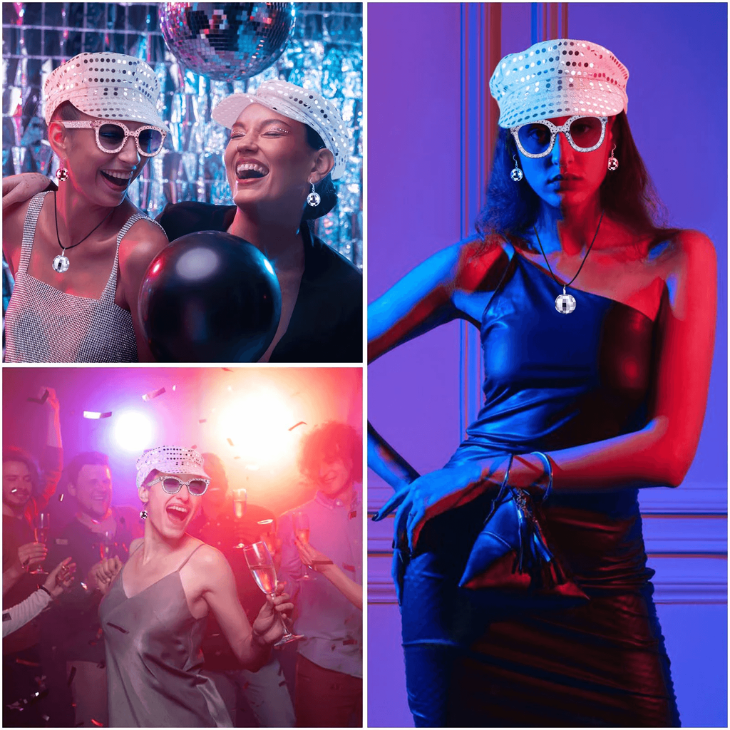 Traje com 4 Acessórios de Fantasia Discoteca anos 70 80 Feminino