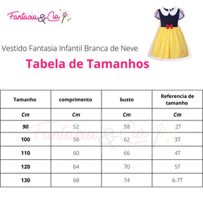 Vestido Fantasia Branca Neve infantil