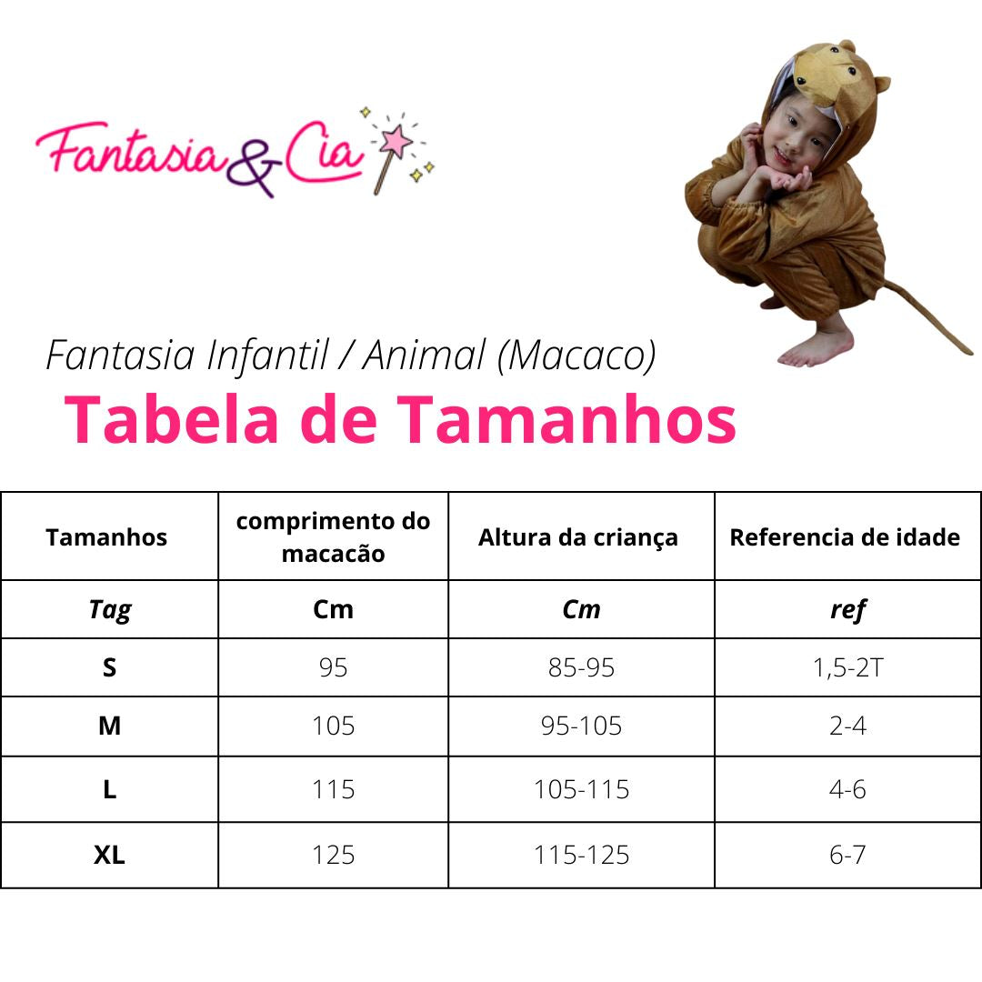 Fantasia Infantil Animal Macaco