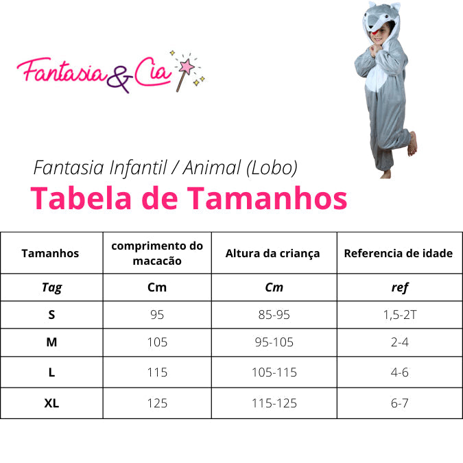 Fantasia Infantil Animal Lobo