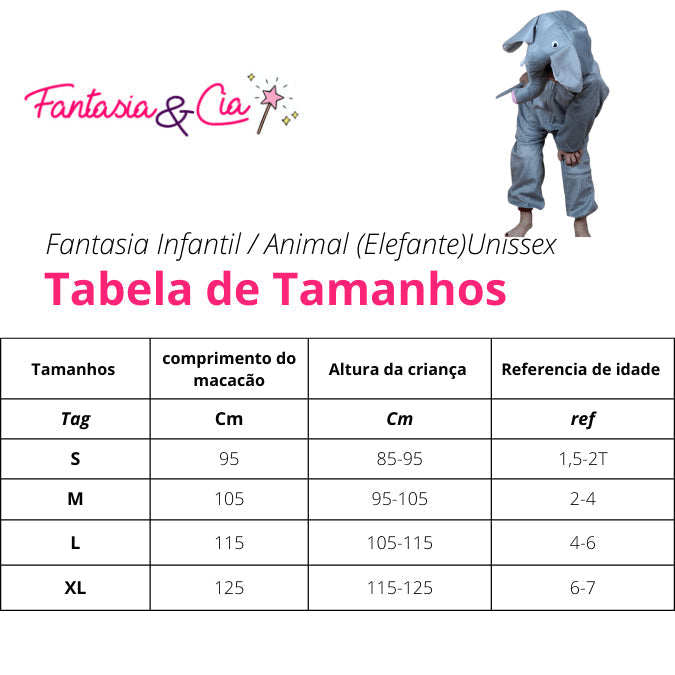 Fantasia Infantil Animal Elefante
