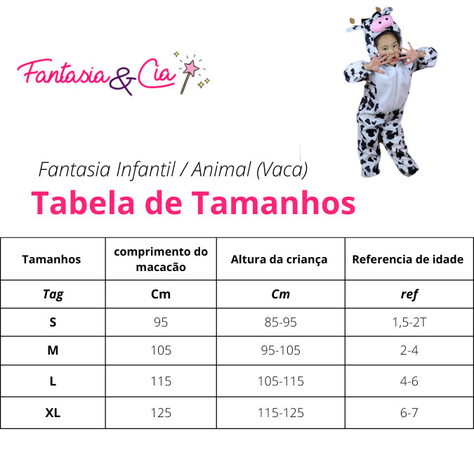 Fantasia Infantil Animal Vaca