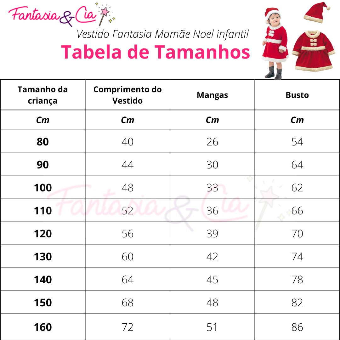 Vestido Fantasia Mamãe Noel infantil + Gorro