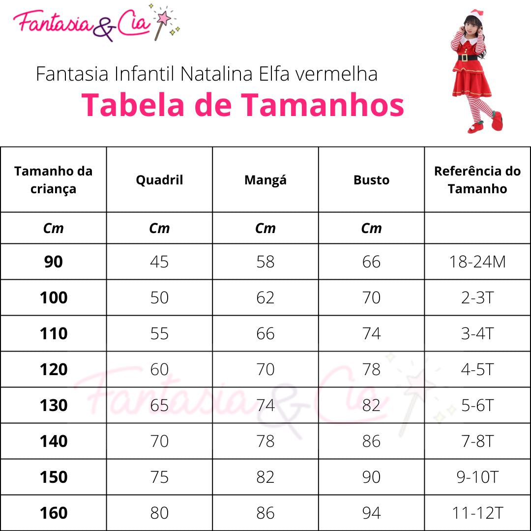 Fantasia Infantil Natalina Elfa vermelha