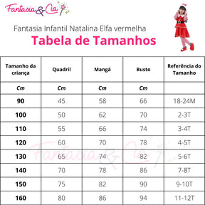 Fantasia Infantil Natalina Elfa vermelha