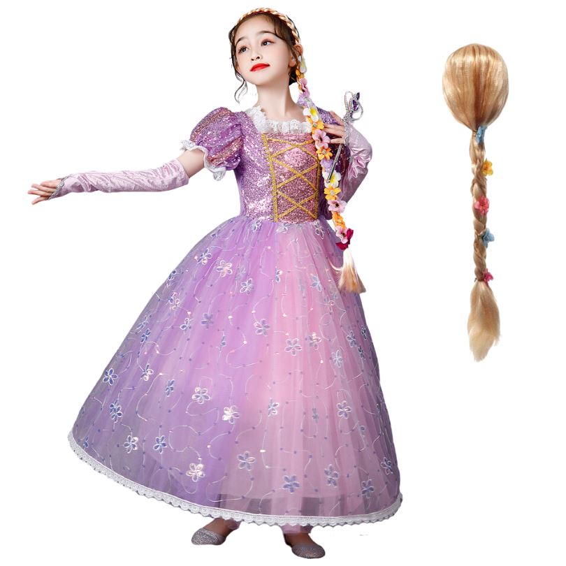 Vestido Fantasia Rapunzel Super Luxo + Acessórios